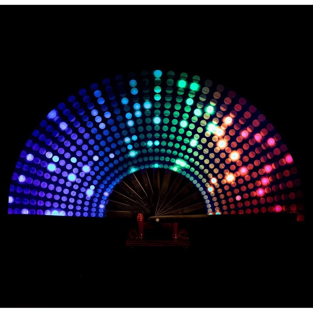 Rave Folding Hand Fan Large Clacking Popping Fan DJ Light Rainbow Festival Dance
